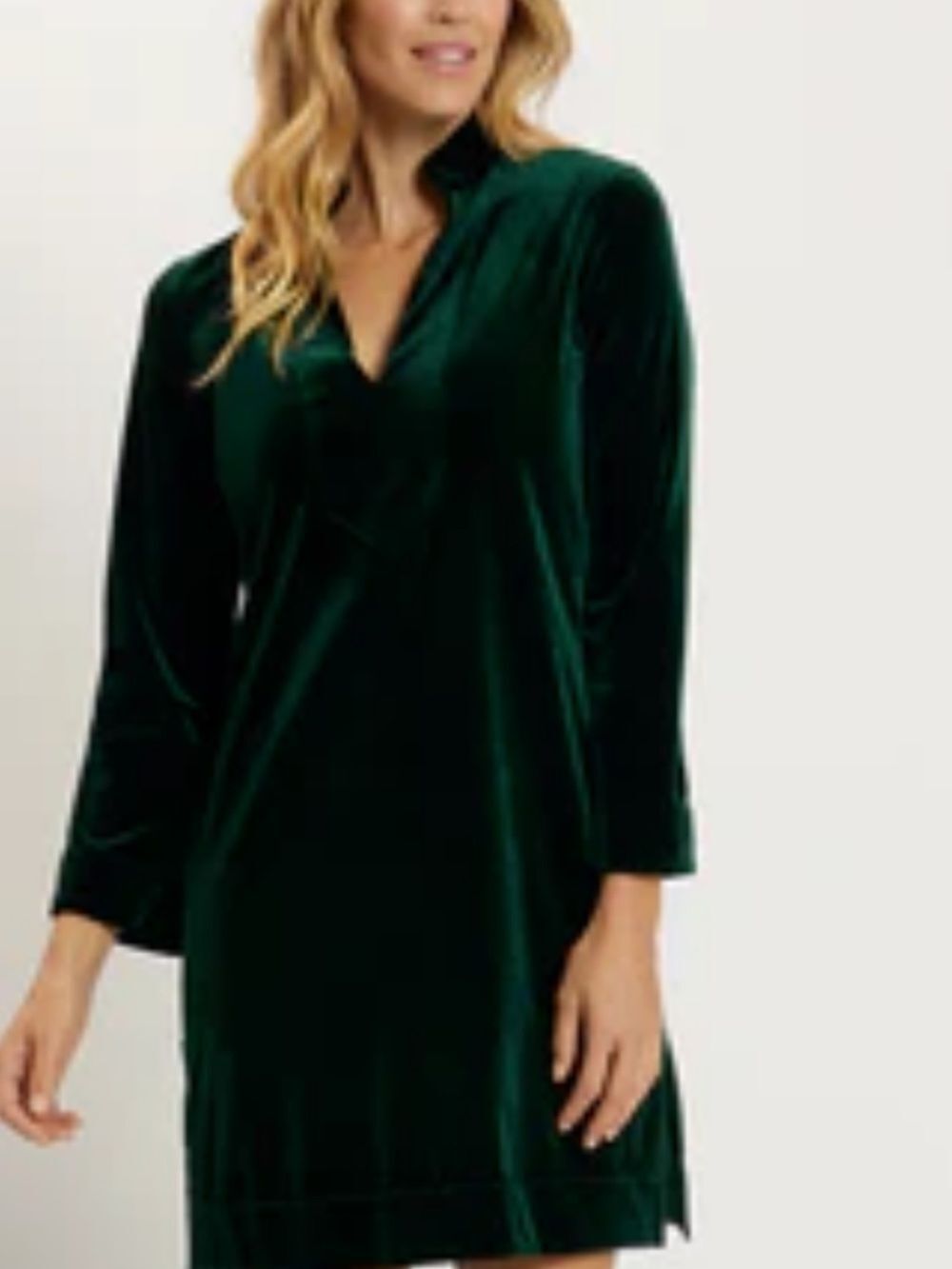 Zara Emerald Velvet V-Neck Swing Dress Size XS